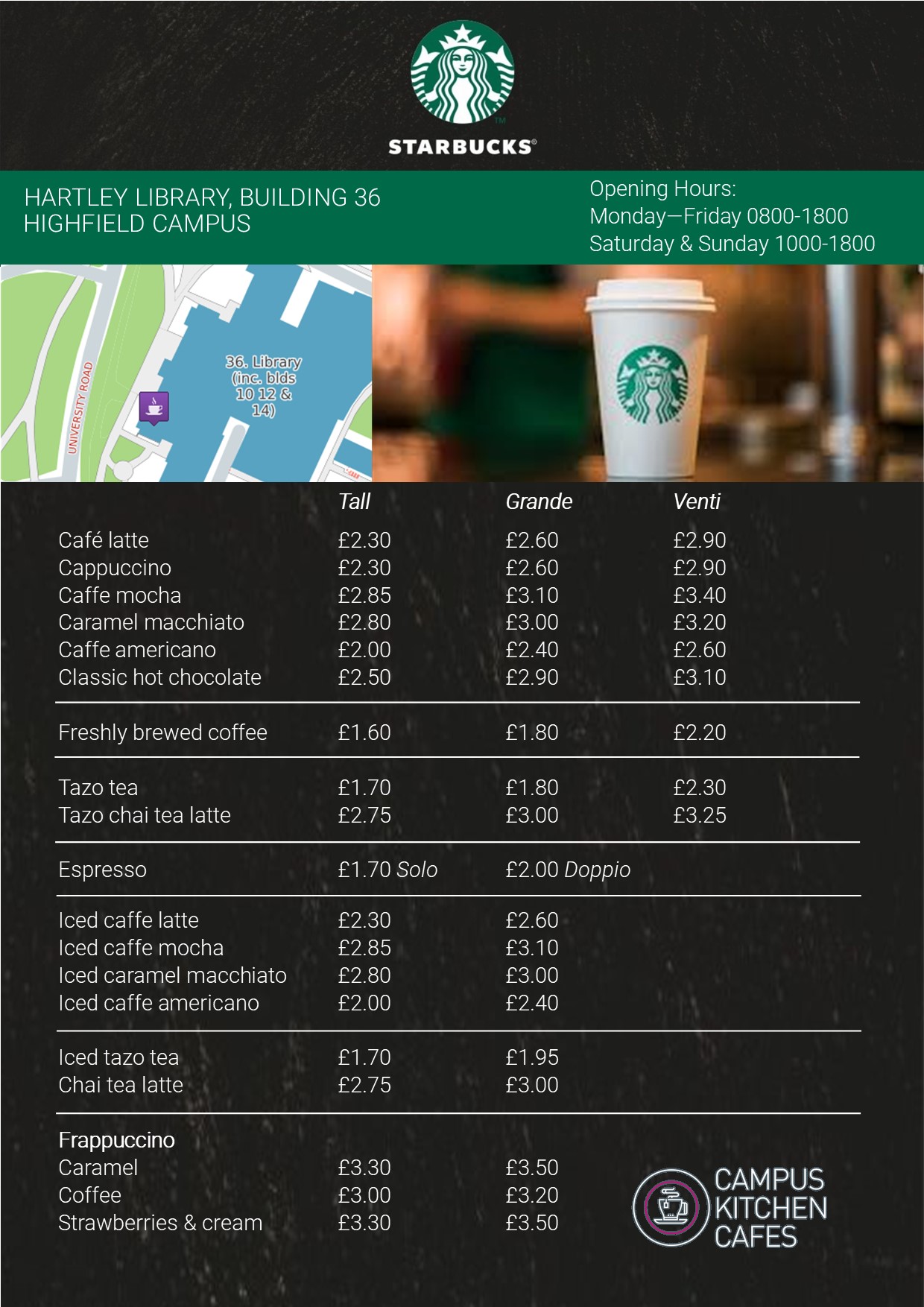 Starbucks in Hartley Library University Catering University of
